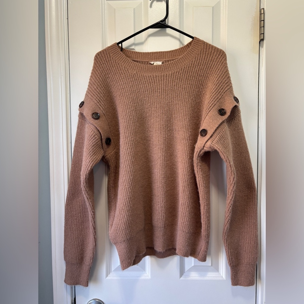 Hem &‎ Thread Women's Brown Sweater With Buttons on Sleeve Size Small